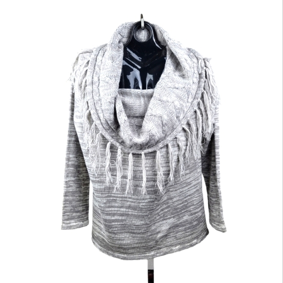 **PLUS SIZE** Ashley‎ Stewart Fringed Cowl Neck Tunic Sweater - Picture 9 of 9